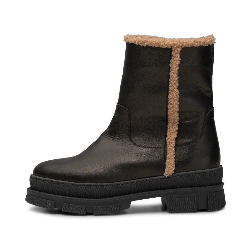 Olga boot leather warm - BLACK